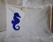Blue Sea Horse Shabby Chic Beach House 12x16 Pillow Case Buy Two Get One Free
