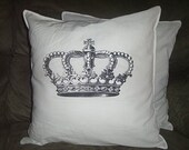 Black Royal Crown Shabby Chic White Pillow Case 16x16 Buy Any Two Get One For Free