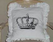 Royal Crown Ruffle Shabby Chic Pillow Case 16x16