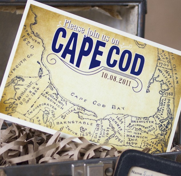 Vintage Map Postcard Save the Date (Cape Cod) - Design Fee