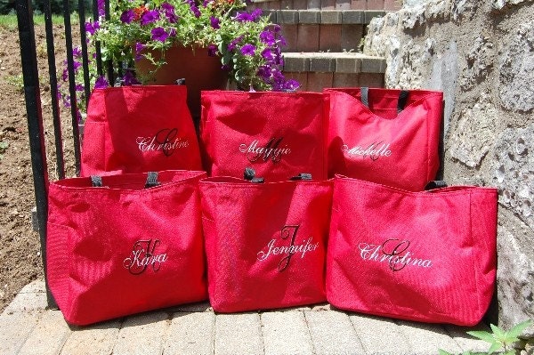Personalized Bridesmaid Totes --Set of 7- -