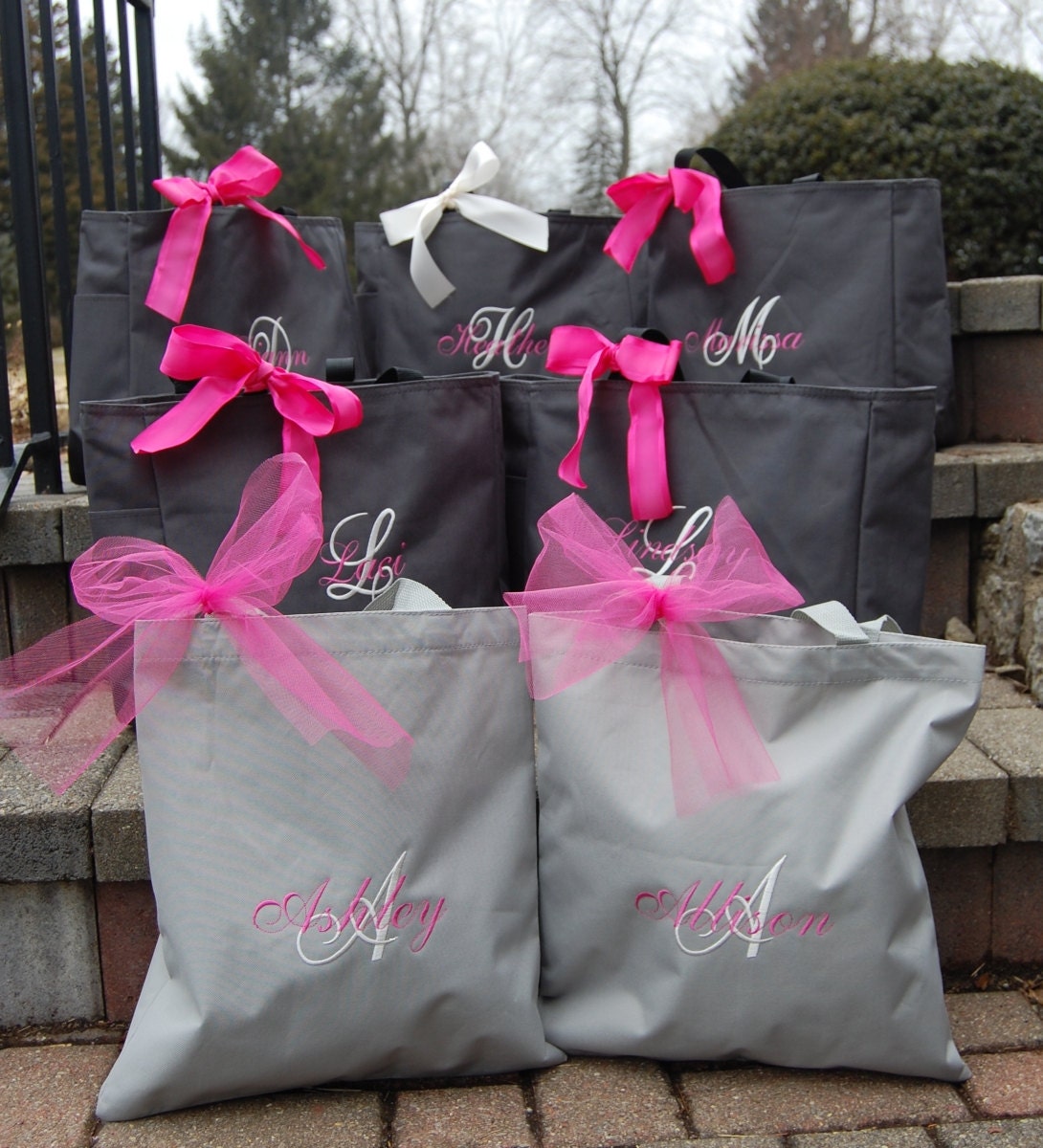 Personalized Bridesmaid Totes --Set of 7- -