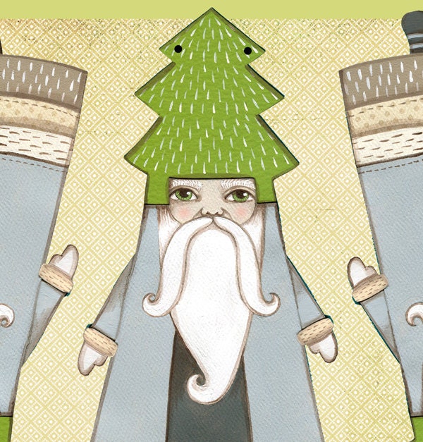 Bunting Santa Woodland Christmas Holiday Garland Ornaments Decorations Original Folk Art DIY