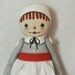 Tiny Raggedy Ann-- Original Hand Painted Folk Art Doll Ornament-- Made to order within a week