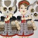 Owl Mask Dolly-- Original Folk Art DIY Articulated Paper Doll Set
