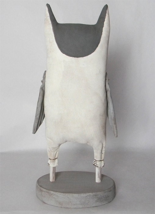 White Owl-- Contemporary Folk Art Doll Sculpture-- Hand Painted Original- Made to Order within a Week