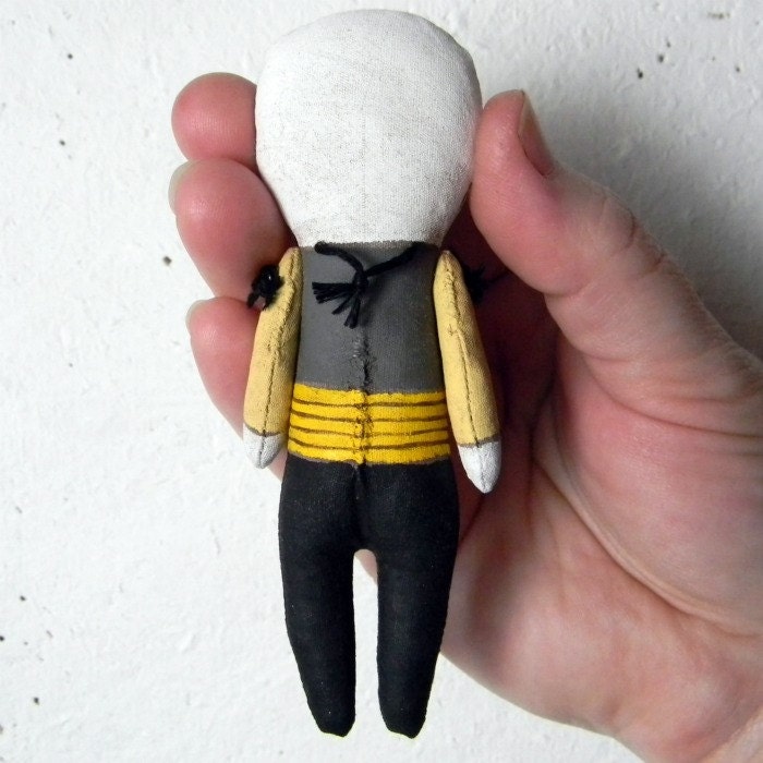 Tiny Day of the Dead Skeleton Doll Ornament-- Hand Painted Original Folk Art Sculpture-- Made to Order within a Week