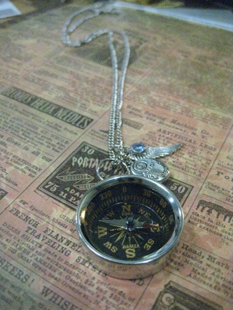 Compass Necklace Follow Your Dreams Open Face