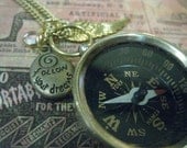 Compass Necklace Follow Your Dreams Open Face Golden