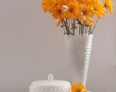 Fenton Hobnail Milk Glass White Lidded Candy Dish with Finial Topped Cover No.3830