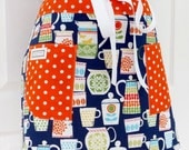 Womens Full Apron Adult Chef Hostess Put a Lid On It - Michael Miller Retro Fabric