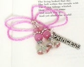 Princess Beaded Bookmark Book Thong - Pink Princess SALE Girly Pink Book Mark