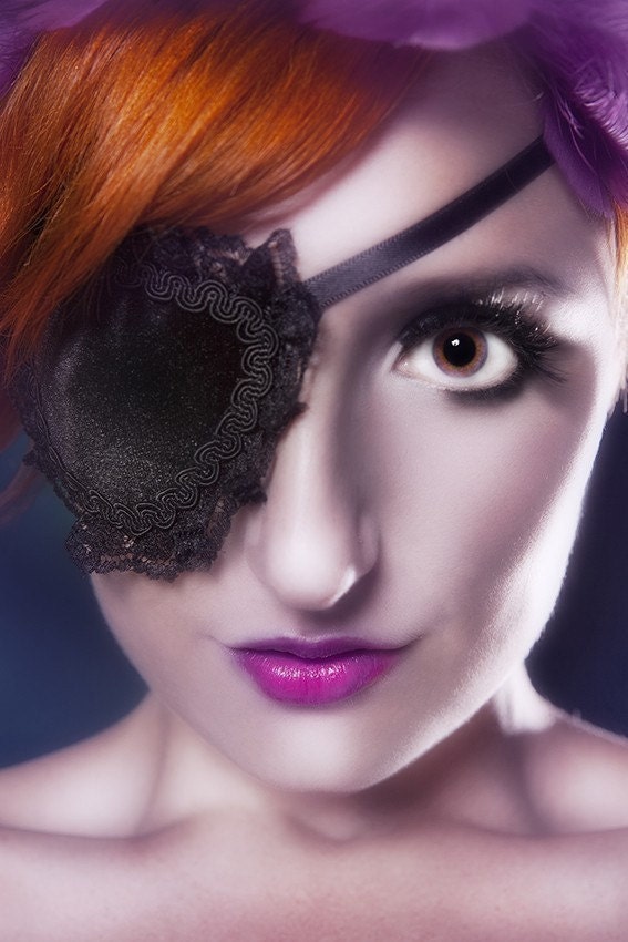 Gothic Lolita Black Velvet Eye Patch