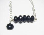 Gorgeous Black Tourmaline, Onyx Drops, Silver Chain Necklace