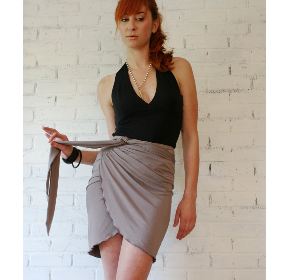 shirred wrap skirt in viscose of bamboo  - made to order