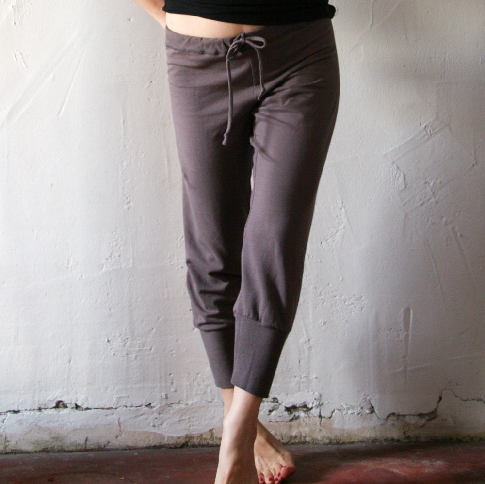 womens lounge pants in french terry with drawstring and cuffs - made to order