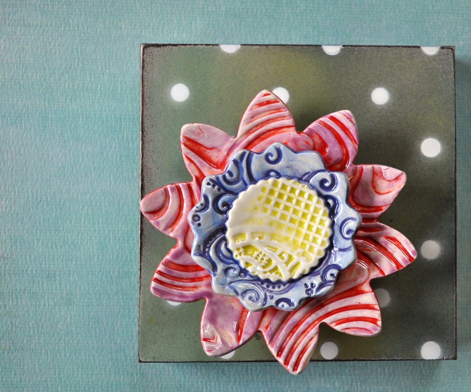 Flower Box - Pottery Flower on Birch Box