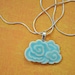 Dragon Cloud Porcelain Pendant Necklace glazed in soft aqua