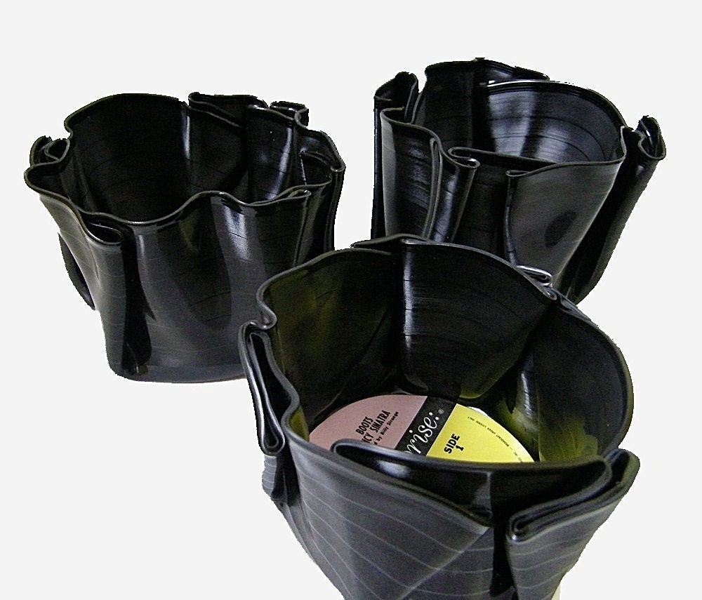 Vintage Vinyl Record Storage Bowl Table Center Piece