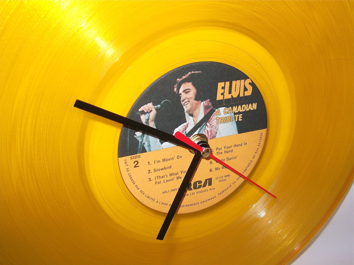 Elvis Presley Record Wall Clock or Record Desk Clock Vintage Clock