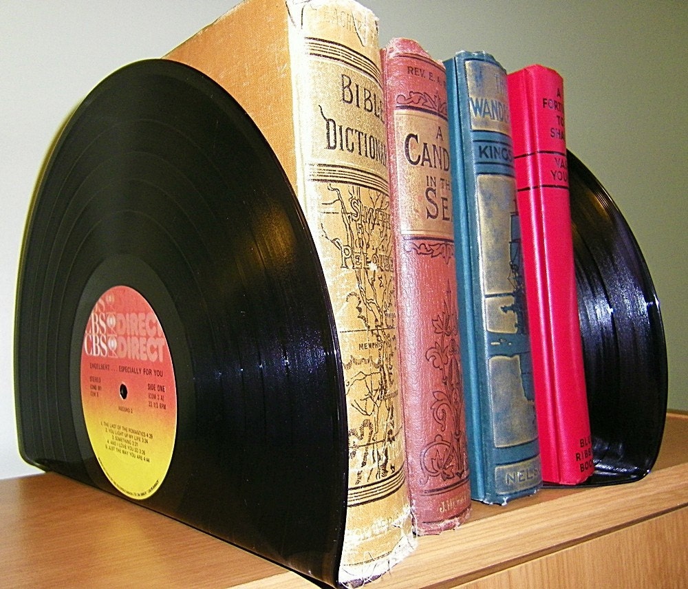 Recycled Record Bookends Vinyl Record Album Book Ends for Office Retro Home Decor