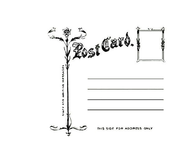 Antique Floral PostCard Rubber Stamp Post card