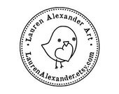 Custom bird with heart rubber stamp Lauren Alexander