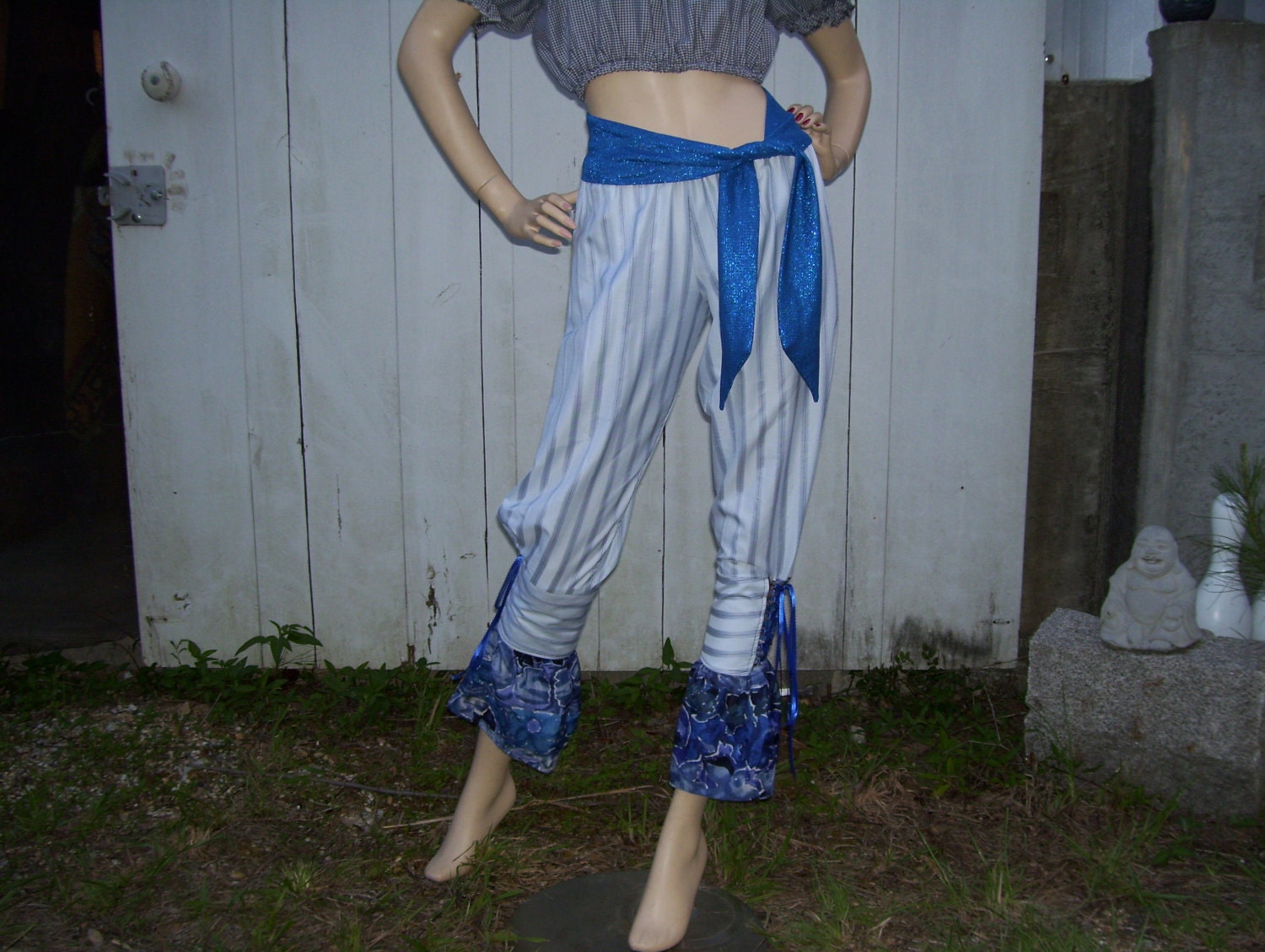 Corset Pirate Pants Bloomers Striped Corseted Knee Pants Burning Man Costume