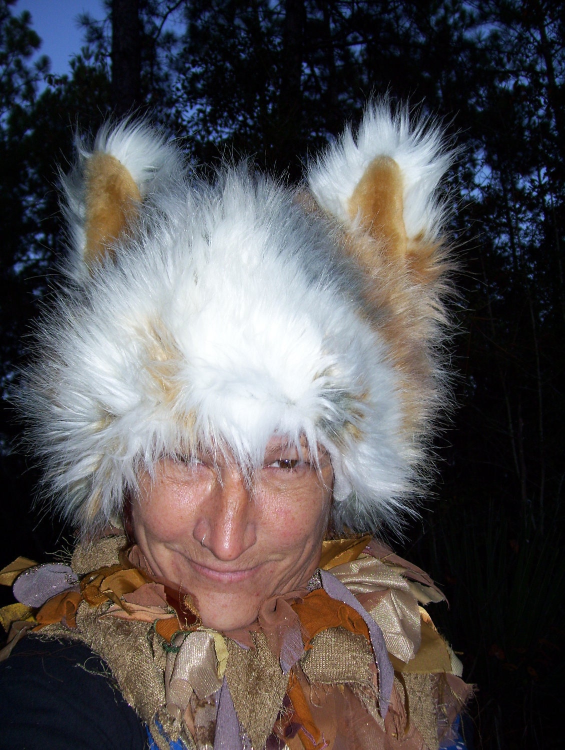 Calico Cat Fur Hat Spotted Kitty Furry Winter Hat