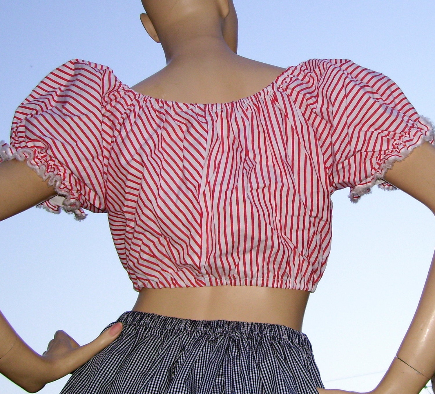 Cropped Poof Top Red n White Stripe Sexy