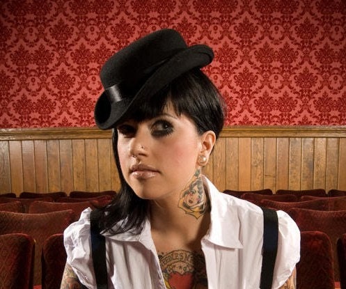 Hat - Bowler - Steampunk - Goth - Burlesque - Victorian - The Tilted Irene Mini Bowler, Noxenlux Chapeaux