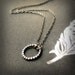 Tiny Pendant Necklace, Oxidized Sterling Silver, Rustic Small Circle- Dotted