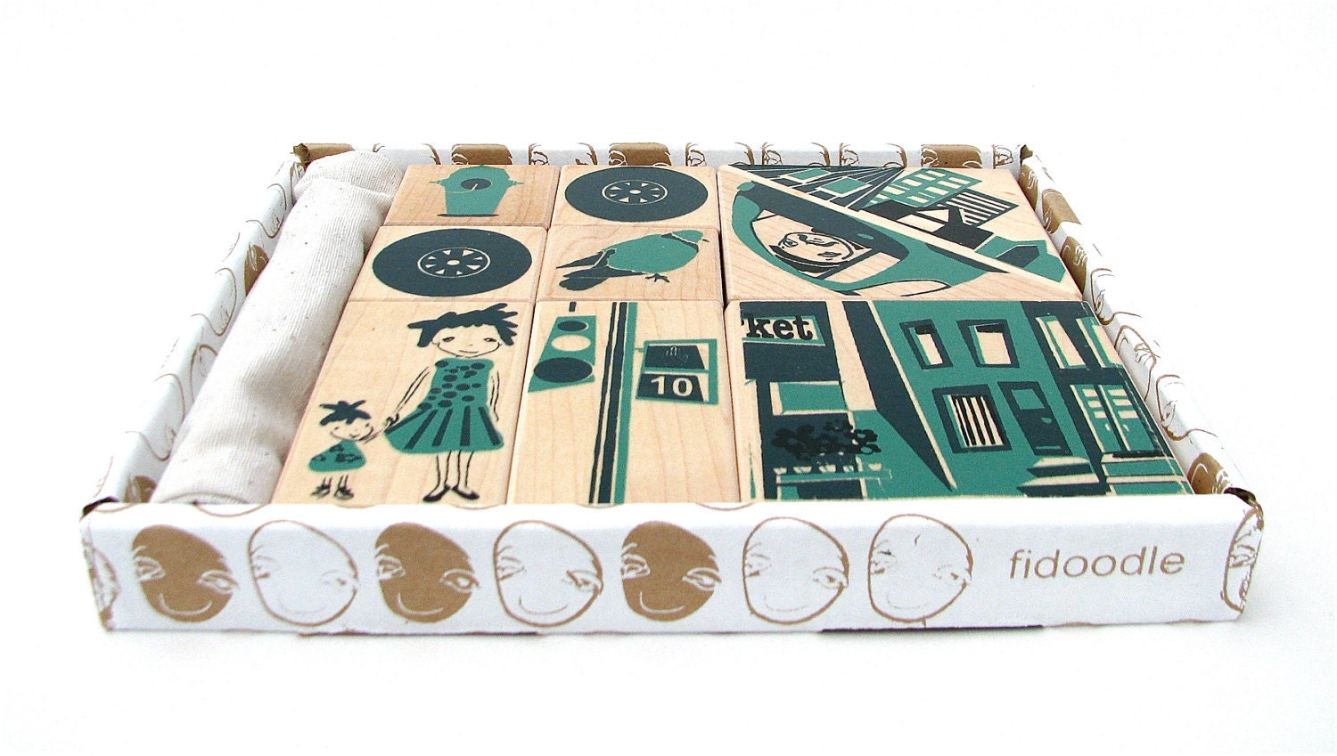 city wood blocks and puzzle -stackable toy -art