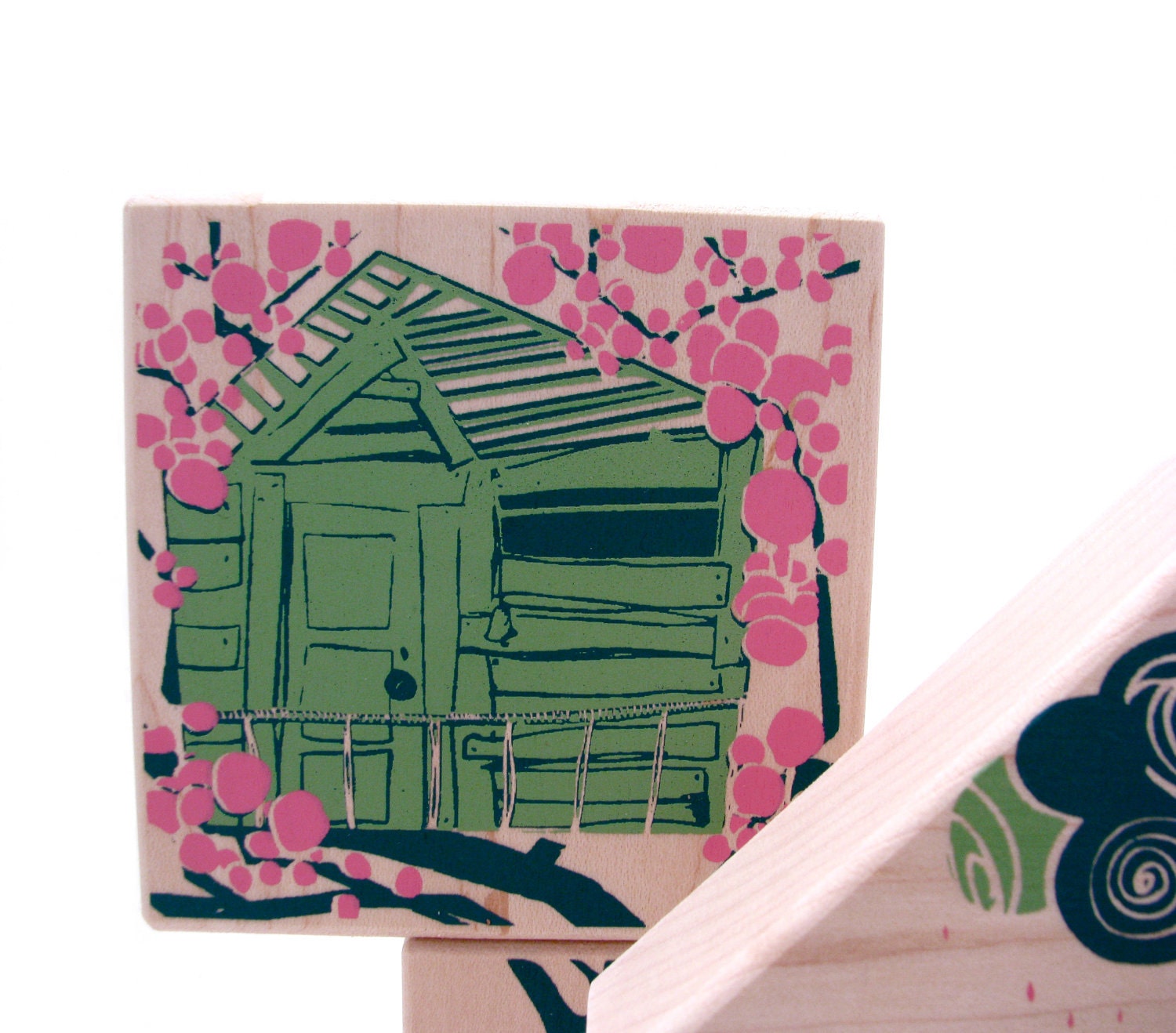 spring maple wooden blocks and puzzle- stacking toy -art