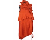 Plus Size linen lagenlook layering tunic / dress in orange - The Parachute Something Husk
