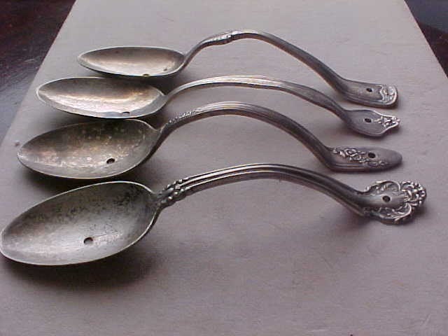 Unique DRAWER pulls silverplated spoons vintage 4 of them SP 004