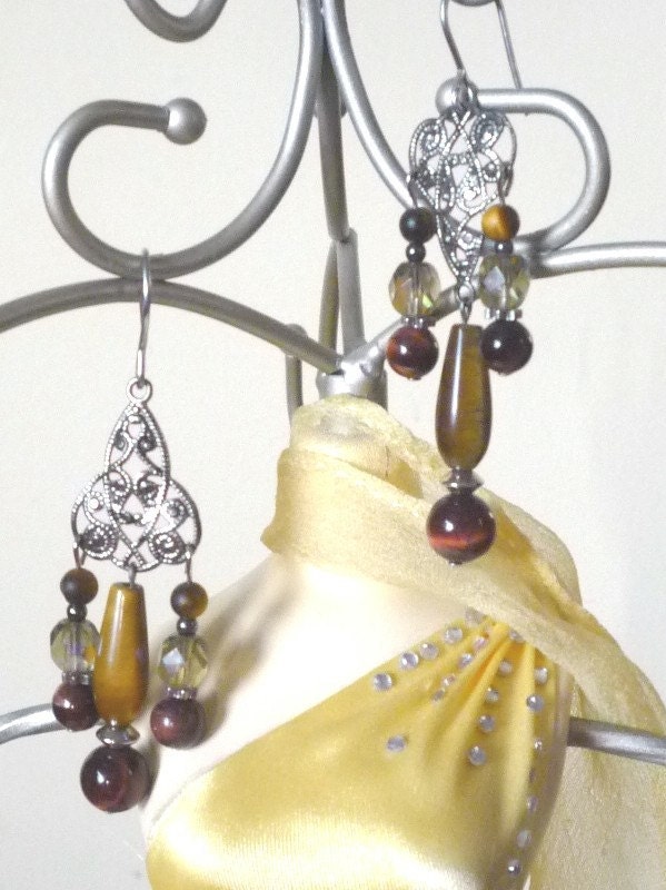 Handmade Chandelier Tigereye Earrings