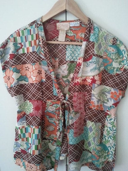 Liberty House of Hawaii Vintage 70s kimono inspired retro wrap top