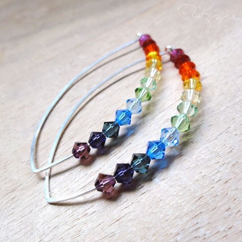 Rainbow Earrings Swarovski Crystal Sterling Silver