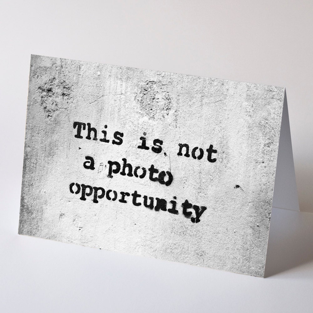 Banksy Stencil Graffiti Note Card - This is Not a Photo Opportunity - London greetings photography street urban classic Banksy