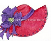 Watercolor Print Red Hat...title - Suzie