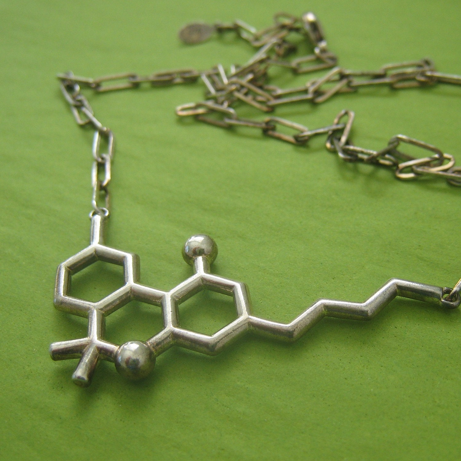 THC molecule necklace styled for men (or women)