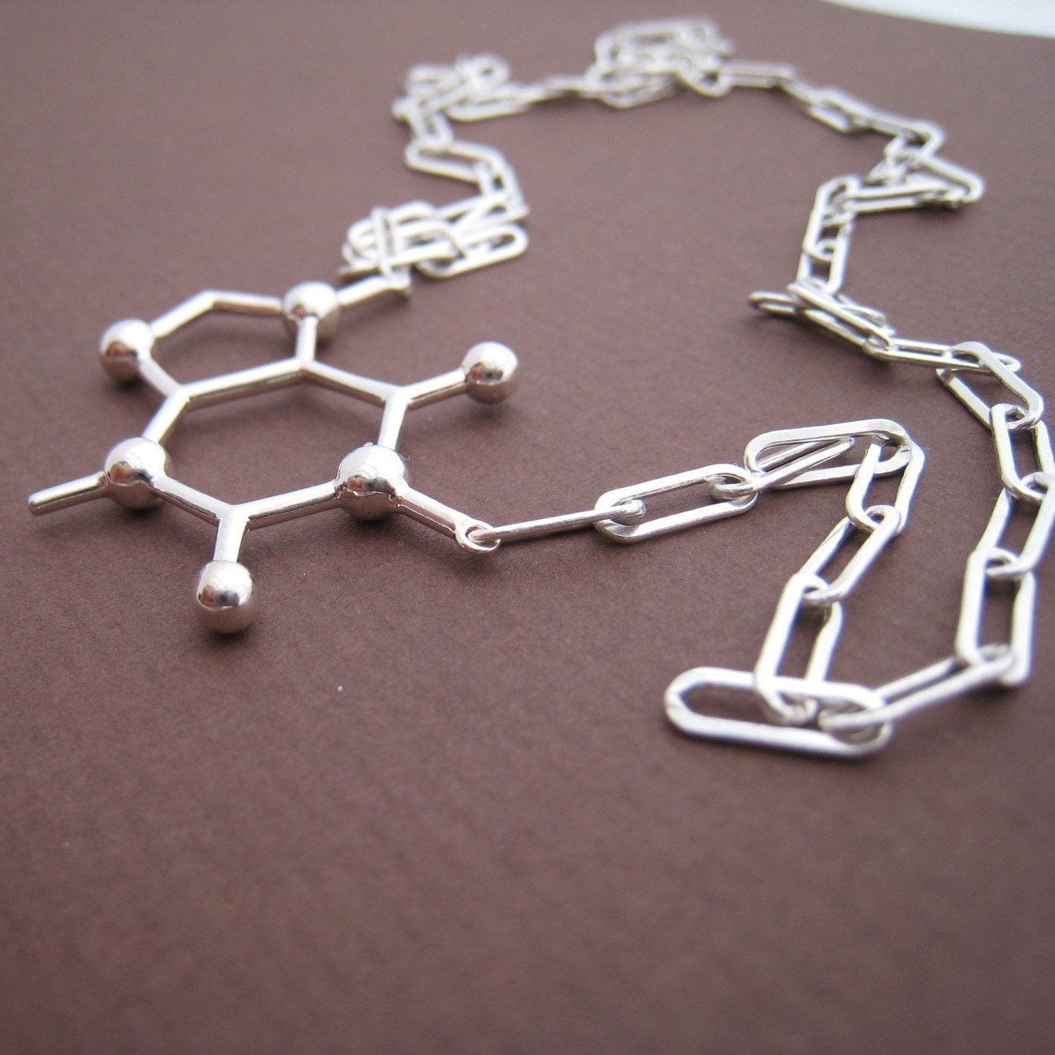 caffeine molecule necklace - oxidized silver