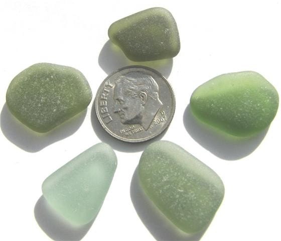 Genuine Found Sea Beach Glass - Soft Green Lot - Jewelry Quality