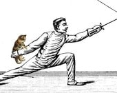 Albert and Claude Enjoyed Fencing with Kittens - Blank Card