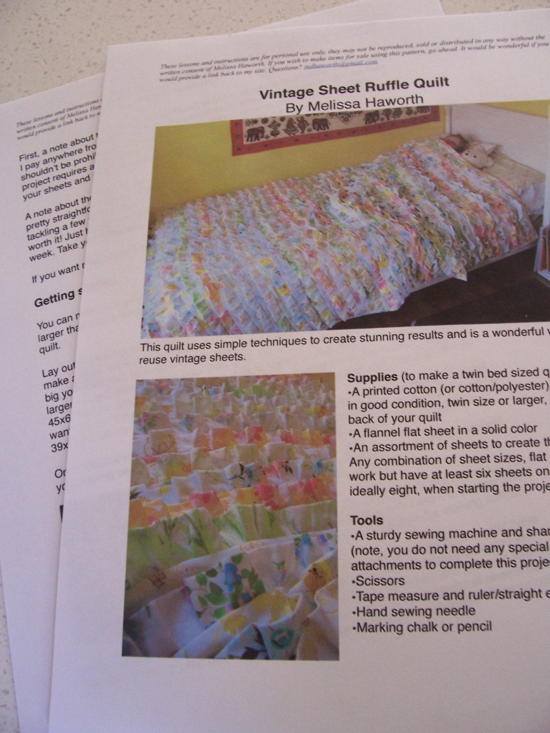 Pattern--vintage sheet ruffle quilt