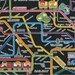 Push Pin Rail Map on Black Japanese Fabric - By the Yard