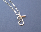 small letter J necklace (sterling silver wire letter)