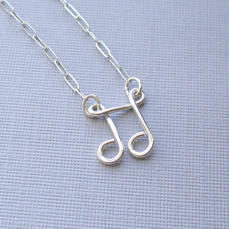 silver music note necklace (all sterling silver)