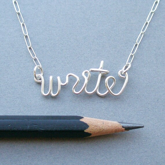 write (sterling silver wire word necklace)